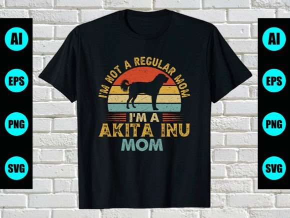 Akita Inu Dog Mom Vintage T-Shirt Design: Graphics & Print Templates