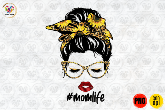 Mom Life Messy Bun PNG: Graphics for Print Templates