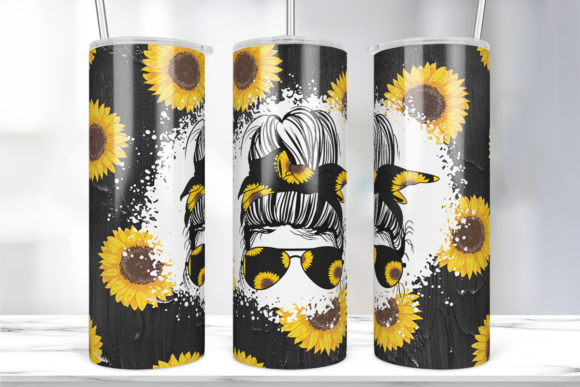 Sunflower Mom Wood 20 Oz Tumbler Wrap: Graphics & Print Templates