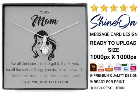 To My Mom Message Card Design: Graphics & Print Templates